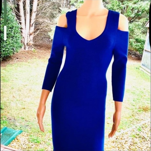 bebe Dresses & Skirts - Bebe Blue Long Sleeve Sweater Dress